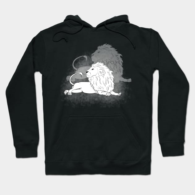 Zodiac sign Leo - Black and white lineart Hoodie by Red Fody